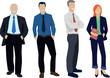 Illustration vectorielle représentant des hommes et des femmes d'affaires, des employés de bureau. Une équipe souriante au travail	