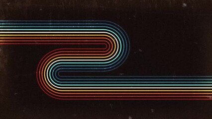 Fototapete - Animated retro background design in futuristic 1980's style with colorful lines.