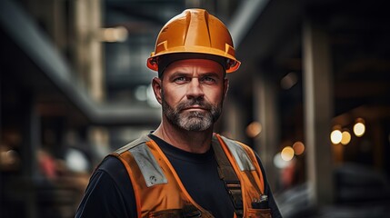 Experienced construction expert in safety gear at work on a construction site