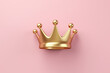 Gold crown on pink background with victory or success concept. Luxury prince crown for decoration.
