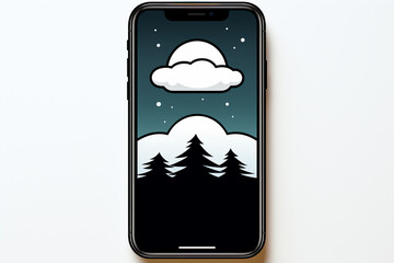 A line art icon sticker of a smartphone, featuring the outline of a modern device.