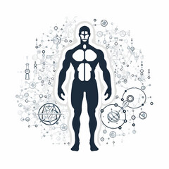Aufkleber - A line art icon of Human Growth Hormone (HGH), using specific chemical structures and symbols.
