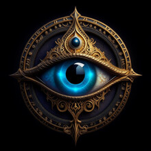 All-seeing Eye Mystical Symbol Of Prediction And Clairvoyance, Fantasy, Grunge, Vintage