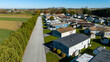 An Aerial View of a Mobile, Modulator, Prefab Home Park, in the Middle of Rural America, on a Sunny Spring Day
