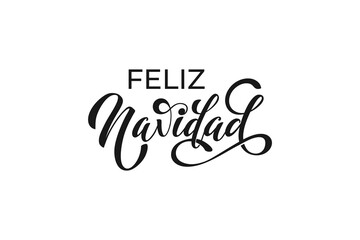 Feliz Navidad spanish Merry Christmas Modern calligraphy lettering on sticker for season greetings