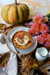 Pumpkin tart with cream cheese and caramel