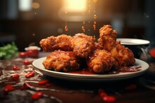 Delectable Spicy Fried Chicken. Snack Dinner. Generate Ai