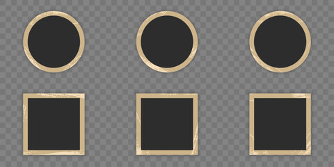 Wall Mural - retro photo paper set in circle and square shape. blank vintage photo frame with grunge border. pict