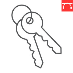 Aufkleber - house keys line icon, real estate and door keys, home key vector icon, vector graphics, editable str