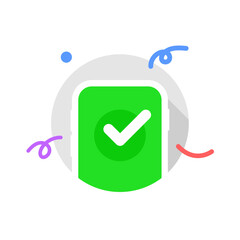 Poster - done, all steps or processes complete, successfully, check mark on smartphone screen concept illustration flat design vector eps10. modern graphic element for landing page, empty state ui, infographic
