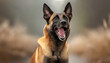belgian malinois shepherd dog growling and threatening showing her teeth
