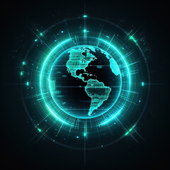 Wall Mural - Glowing Earth Circular Icon,created with Generative AI tecnology.