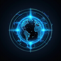 Wall Mural - Glowing Earth Circular Icon,created with Generative AI tecnology.
