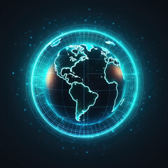 Wall Mural - Glowing Earth Circular Icon,created with Generative AI tecnology.