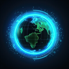 Wall Mural - Glowing Earth Circular Icon,created with Generative AI tecnology.