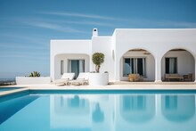 Traditional Mediterranean White House With Pool
