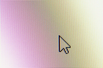 Poster - Close up of mouse cursor on computer screen. Macro shot of cursor on pixelated screen