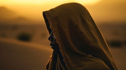 Wall Mural - African woman in the desert