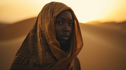 Wall Mural - African woman in the desert