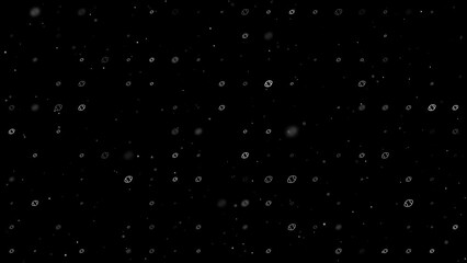 Poster - Template animation of evenly spaced rugby symbols of different sizes and opacity. Animation of transparency and size. Seamless looped 4k animation on black background with stars