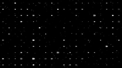Poster - Template animation of evenly spaced video camera symbols of different sizes and opacity. Animation of transparency and size. Seamless looped 4k animation on black background with stars