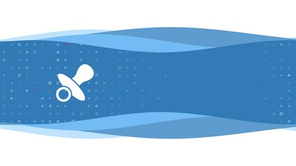 Poster - Animation of blue banner waves movement with white nipple symbol on the left. On the background there are small white shapes. Seamless looped 4k animation on chroma key background