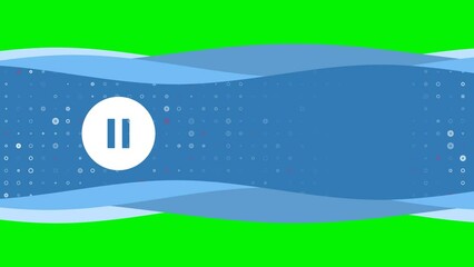 Poster - animation of blue banner waves movement with white pause symbol on the left. on the background there