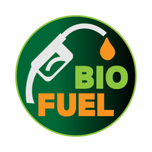 Biofuel, Icon Button, With Symbol Of Fuel Pump Nozzle, Drop And Text