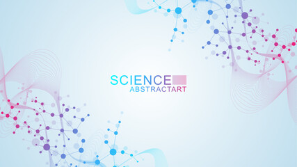 Wall Mural - structure molecule and communication. dna, atom, neurons. scientific concept for your design. connec