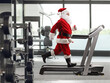 © Ljupco Smokovski - Santa Claus running on a treadmill at a gym