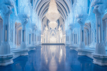Chilled Grandeur: Extravagant Ice Palace With Crystal Ornaments