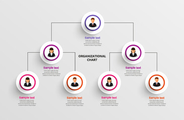 Wall Mural - organizational chart with business avatar icons. business hierarchy infographic elements. vector ill
