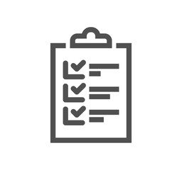 Poster - Clipboard related icon outline and linear vector.