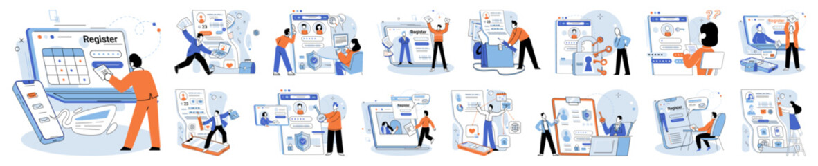 Poster - registration online. vector illustration. safety measures should be implemented to protect personal 