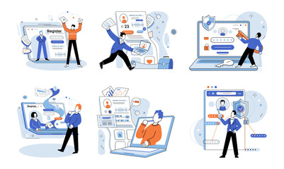 Fototapete - Account login. Vector illustration. Accessibility features should be implemented to accommodate diverse user needs Verification user identity is critical step in login process Encryption techniques