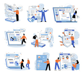 Fototapete - User authorization. Vector illustration. Privacy protection is crucial for maintaining security user data Safety measures should be implemented to safeguard users from online threats User accounts