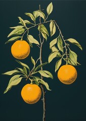 Wall Mural - Healthy fresh fruit mandarin green leaf food orange tangerine citrus ripe organic juicy