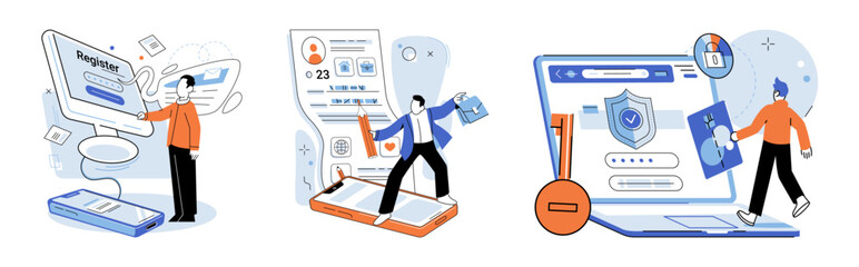 Fototapete - Authentication. Vector illustration. The authentication metaphor highlights significance proving ones identity Development efforts should focus on creating secure and reliable system User interface