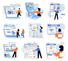 Fototapete - Authentication. Vector illustration. A robust security system is essential for protecting user data Advancements in technology contribute to development secure authentication methods