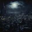 Nacht, Himmel, Landschaft, Mond, dunkel, Friedhof, Burg, beängstigend, night, sky, landscape, moon, dark, cemetery, castle, scary,