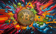 Extreme greed cryptocurrency bitcoin at pop art style. 