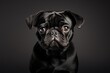 A Melancholic Black Pug With a Woeful Expression