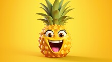 Illustration Of A Smiling Pineapple Generative Ai