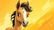 cute illustration of baby horse on orange background generative ai