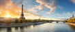 © Santy Hong - Paris Eiffel Tower and river Seine at sunset in Paris, France. Eiffel Tower is one of the most iconic landmarks of Paris.