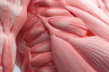 Poster - A close up view of the muscles of a flamingo. This image can be used to study the anatomy of flamingos or to illustrate the beauty and intricacy of nature.