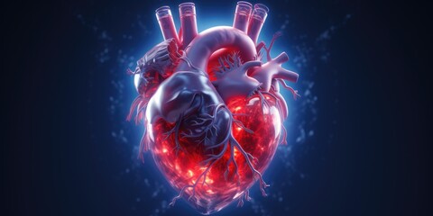 Poster - An accurate computer-generated image of a human heart. This image can be used for educational purposes or in medical presentations.