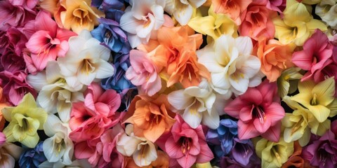 Poster - A close-up view of a bunch of flowers. Perfect for adding a touch of beauty and nature to any project or design