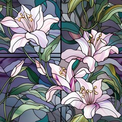 Sticker - seamless pattern with lilies