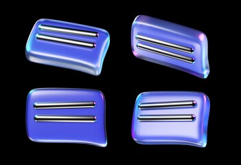 Aufkleber - chat bubble with colorful gradient isolated on black background. set of chat bubbles 3d rendering illustration for graphic design, presentation or background. glassmorpism metallic material.